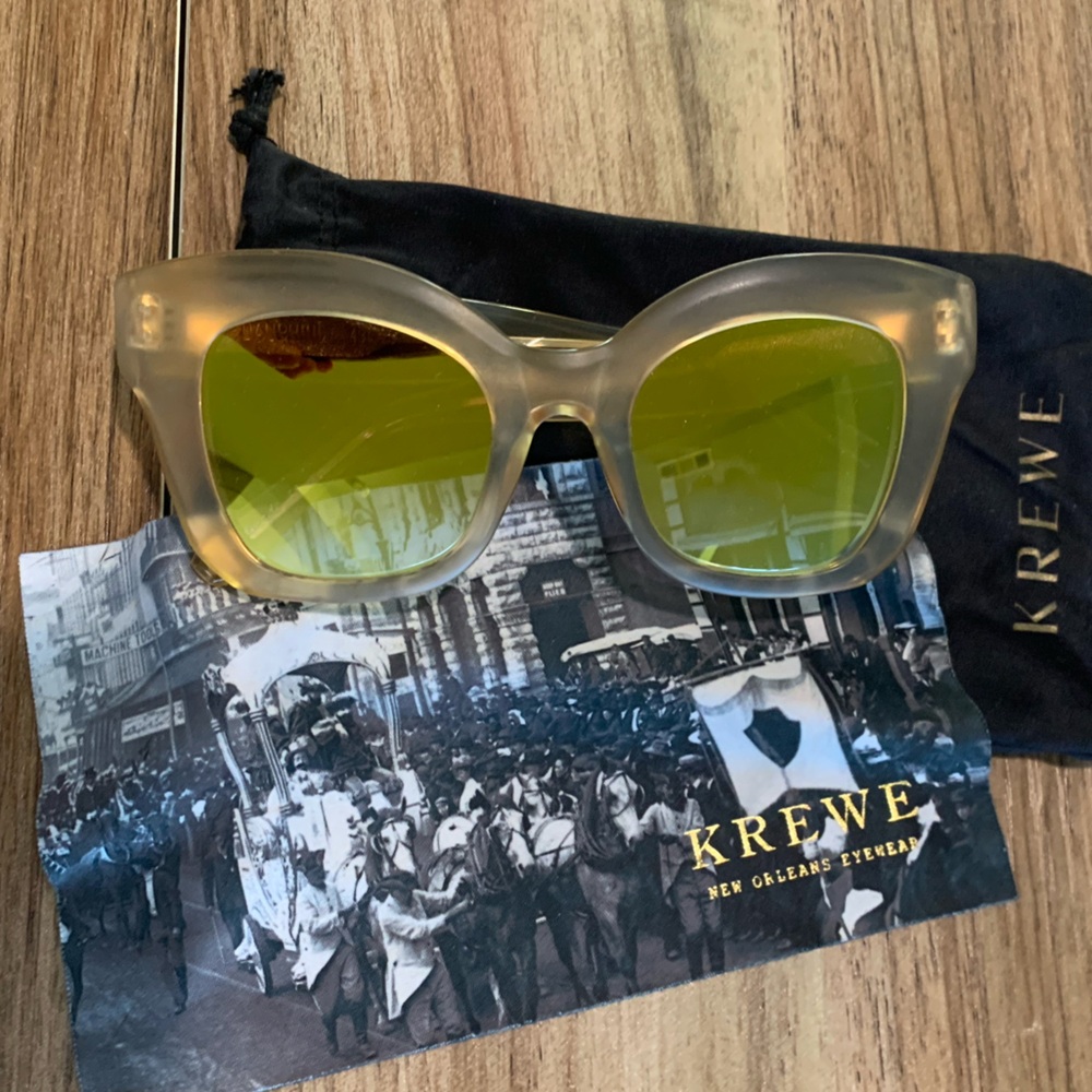KREWE Sunglasses in Translucent Cream with Yellow Lenses